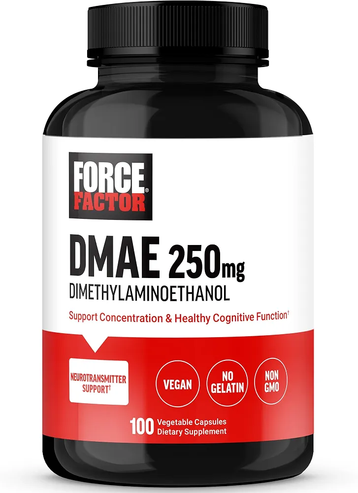 فورس فکتور، DMAE (دی متیل آمینو اتانول)، ۲۵۰ میلی گرم، ۱۰۰ کپسول گیاهForce Factor, DMAE (dimethylaminoethanol), 250 mg, 100 Vegetable Capsules