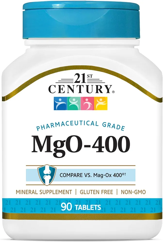 اکسید منیزیم قرص‌های mgO 400 میلی‌گرمی ، 90 عددی، متنوع21st Century mgO 400 mg Tablets, 90 Count, Assorted