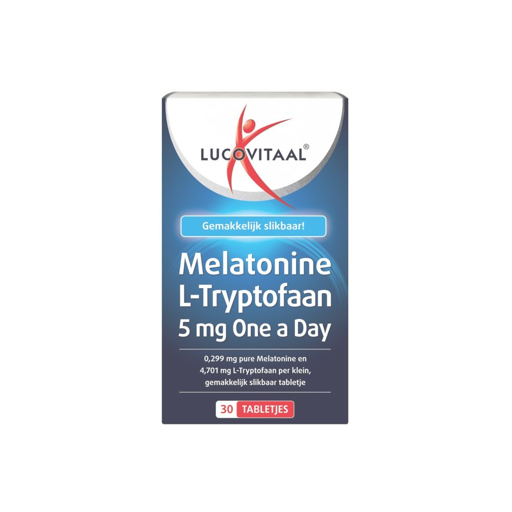 - ملاتونین و ال-تریپتوفان - 5 میلی‌گرم - 30 قرصLucovitaal – Melatonine en L-Tryptofaan – 5mg – 30 tabletten