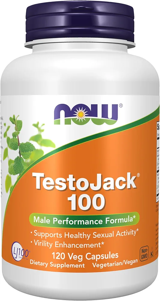 مکمل‌های غذایی NOW، TestoJack™ 100 به همراه LJ100®، عصاره استاندارد شده قوی از تونگکات علی (یوریکوما لانگیفولیا)، تریبولوس و ZMA®، ۱۲۰