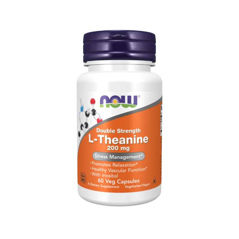 ال-تیانین دابل استِرِنگ ناو فودز ۶۰ عددی Now Foods L-Theanine Double Strength Veg Capsules