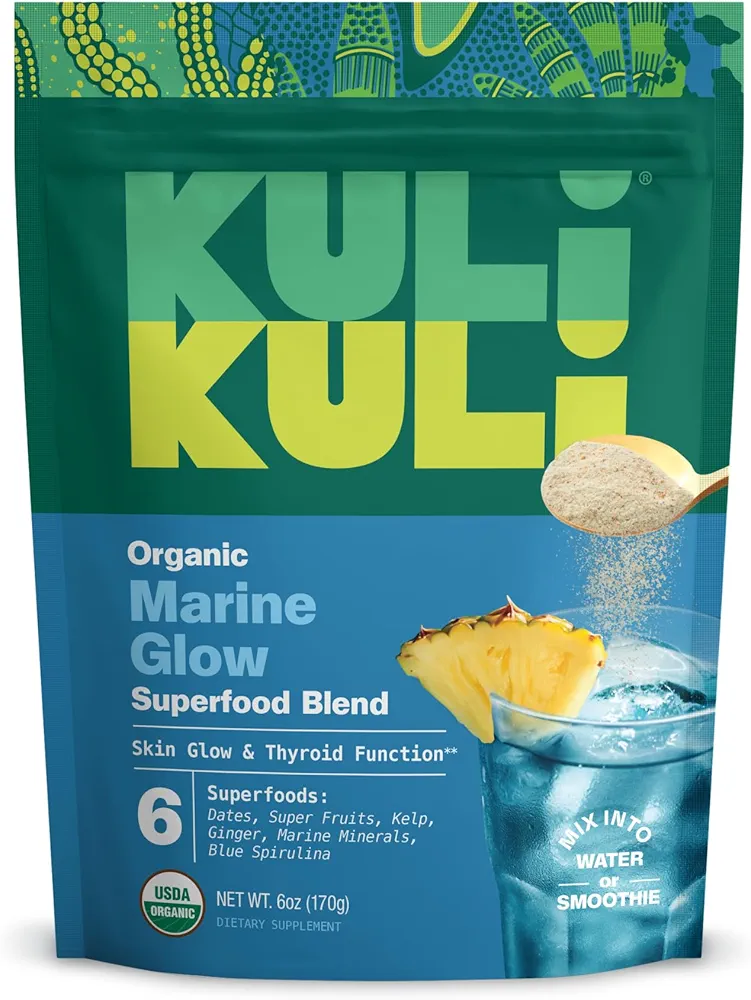 پودر گیاهی سوپرفود کولی کولیKULI KULI Organic Marine Glow Superfood Blend, 6 OZ