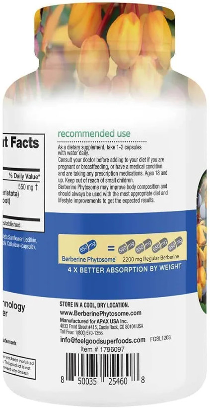 قرص بربرین فیل گود آمریکا ۱۲۰عددی Feel Good Berberine Phytosome Capsule
