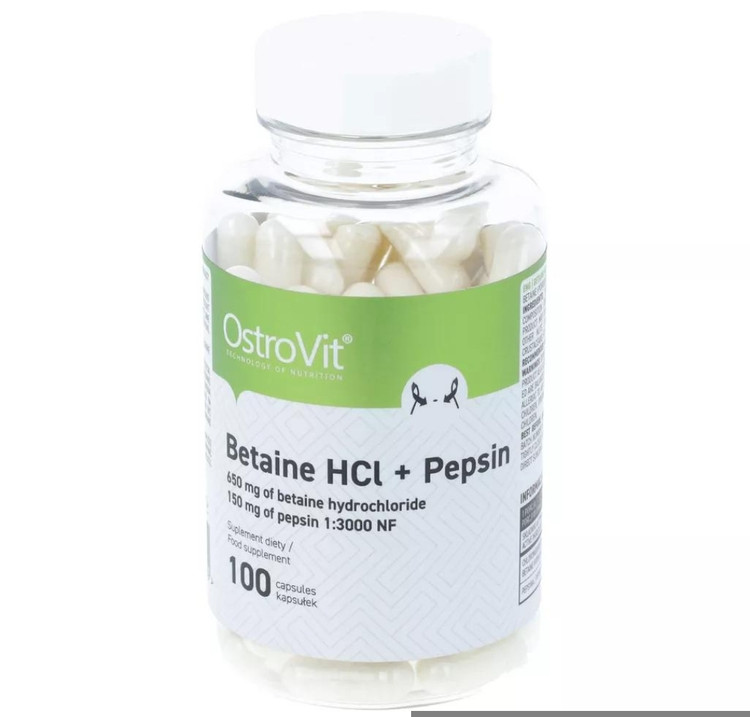 بتائین HCl + پپسین استروویت |۱۰۰عددی OstroVit Betaine HCl + Pepsin