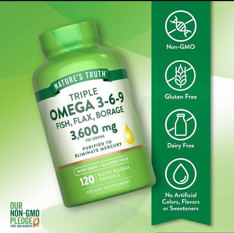 امگا ۳-۶-۹ نیچر تروث ۳۶۰۰ میلیگرم – ۱۲۰ سافتژل Nature’s Truth Triple Omega 3-6-9 3600 mg
