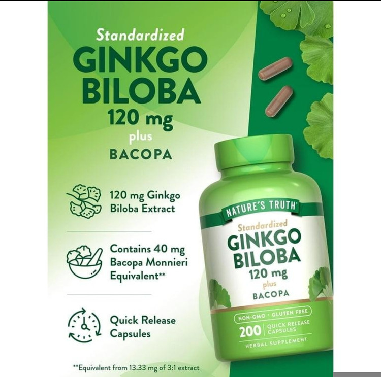 جینکو بیلوبا ۱۲۰ میلیگرم نیچرز تروث – ۲۰۰ عددیGinkgo Biloba Extract 120 mg with Bacopa