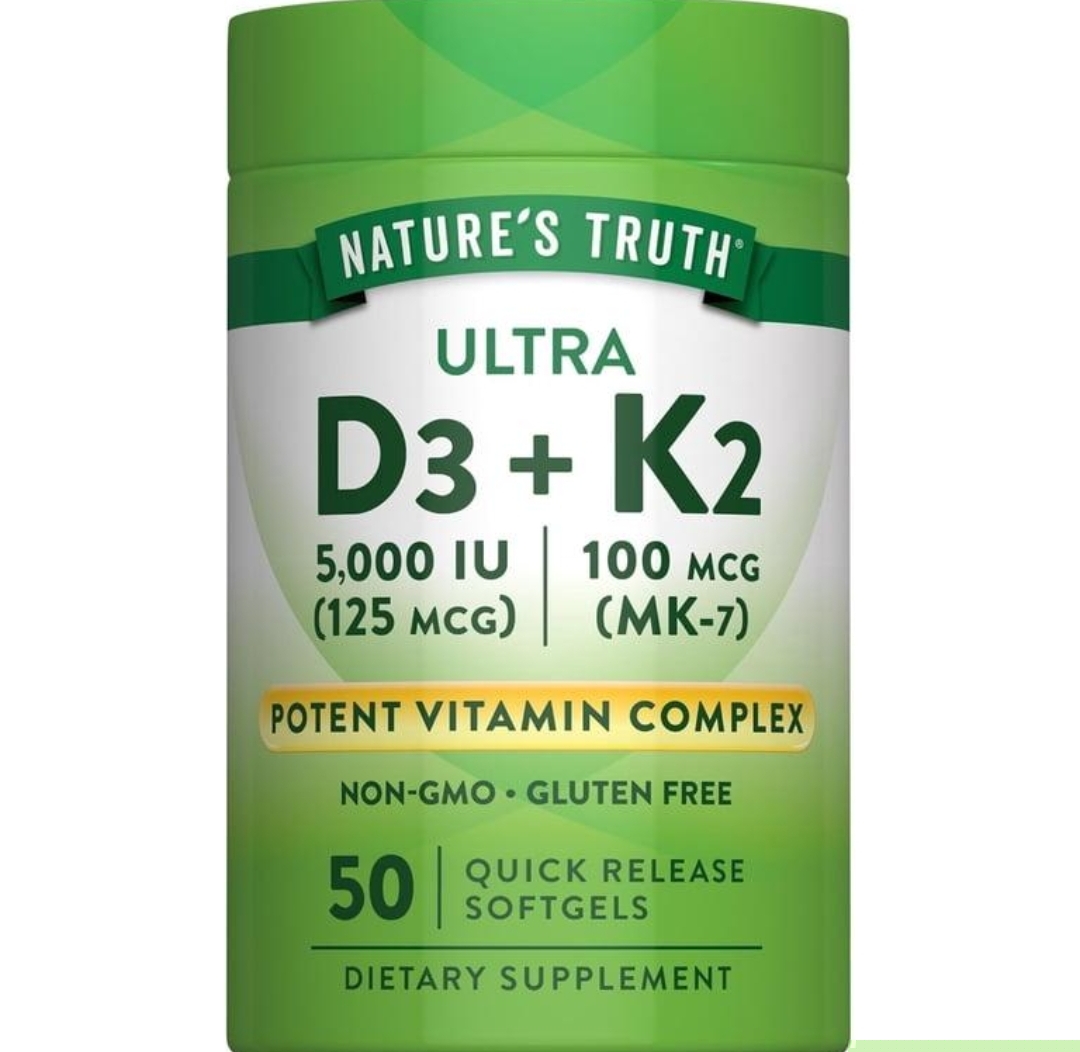 Vitamin D3 5000 IU + K2 100 mcg  Nature’s Truth