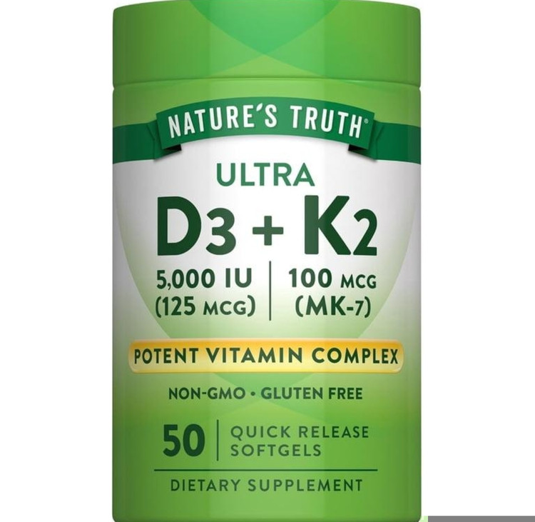 Vitamin D3 5000 IU + K2 100 mcg Nature’s Truth