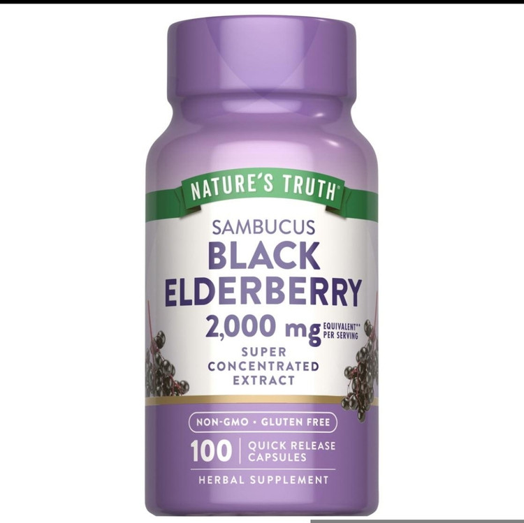 بلک الدربری ۲۰۰۰ میلیگرم Nature’s Truth – ۱۰۰ عددیSambucus Black Elderberry 2000 mg Nature’s Truth