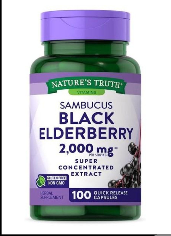 بلک الدربری ۲۰۰۰ میلیگرم Nature’s Truth – ۱۰۰ عددیSambucus Black Elderberry 2000 mg Nature’s Truth