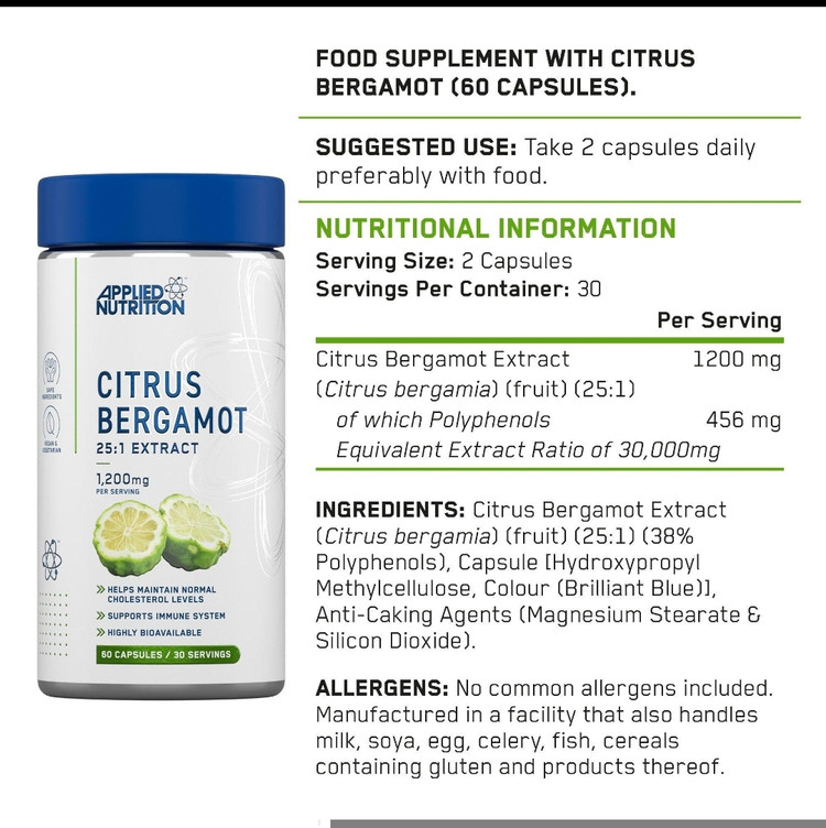 Citrus Bergamot اپلاید نوتریشن | ۱۲۰۰ میلیگرم | ۶۰ کپسولNutrition Citrus Bergamot 60 caps