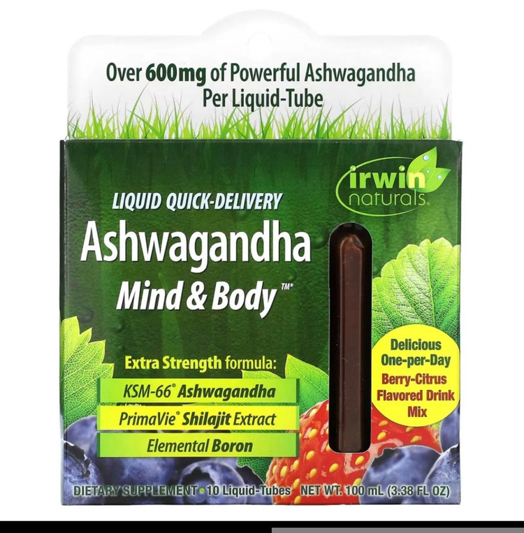 لیکویید آشواگاندا بادی اند مایند اروین نچرالز Irwin Naturals Liquid Quick-Delivery Ashwagandha – Mind & Body