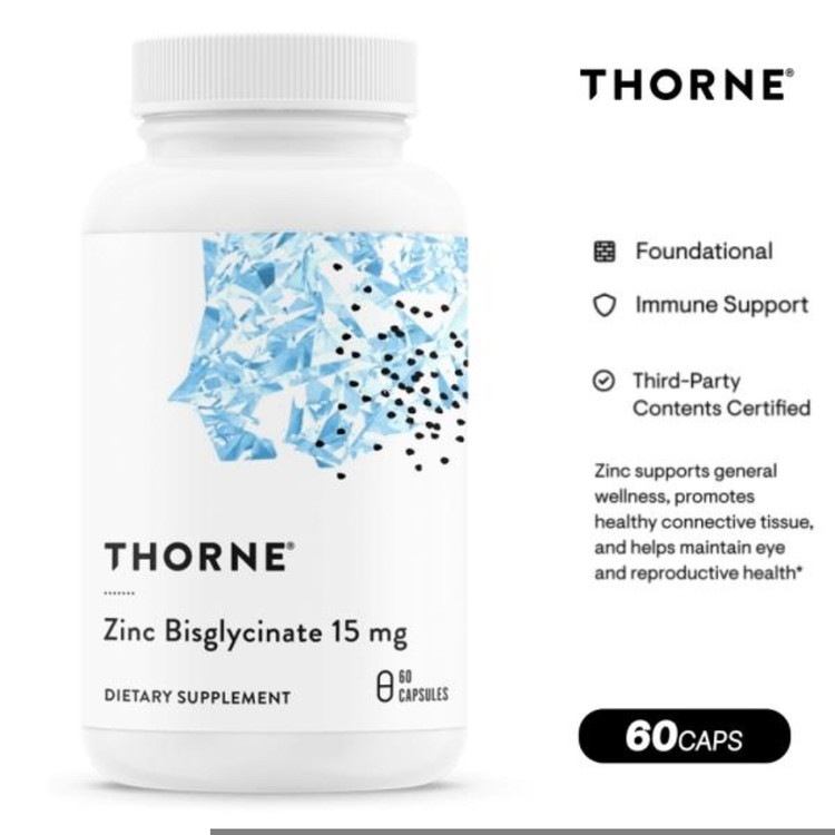 زینک بیسگلیسینات Thorne – ۱۵ میلیگرمThorne Zinc Bisglycinate