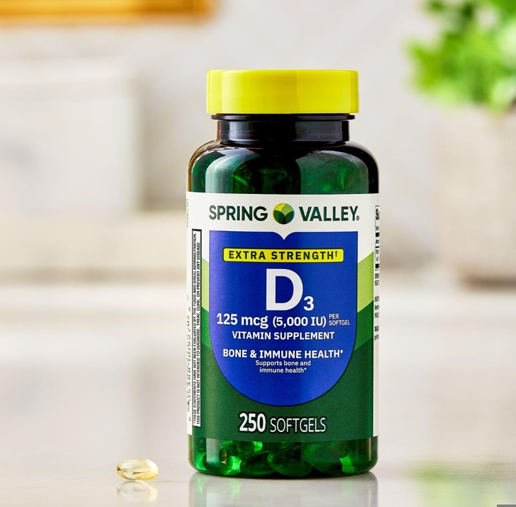 ویتامین D3 اسپرینگ والی ۵۰۰۰ IU – ۲۵۰ عددیSpring Valley Extra Strength Vitamin D3