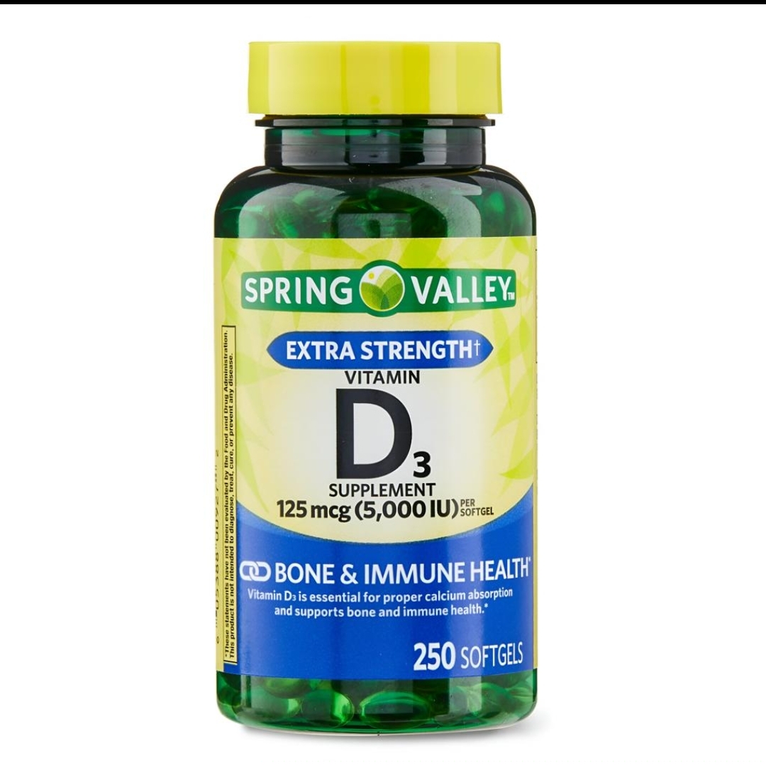 ویتامین D3 اسپرینگ والی ۵۰۰۰ IU – ۲۵۰ عددیSpring Valley Extra Strength Vitamin D3