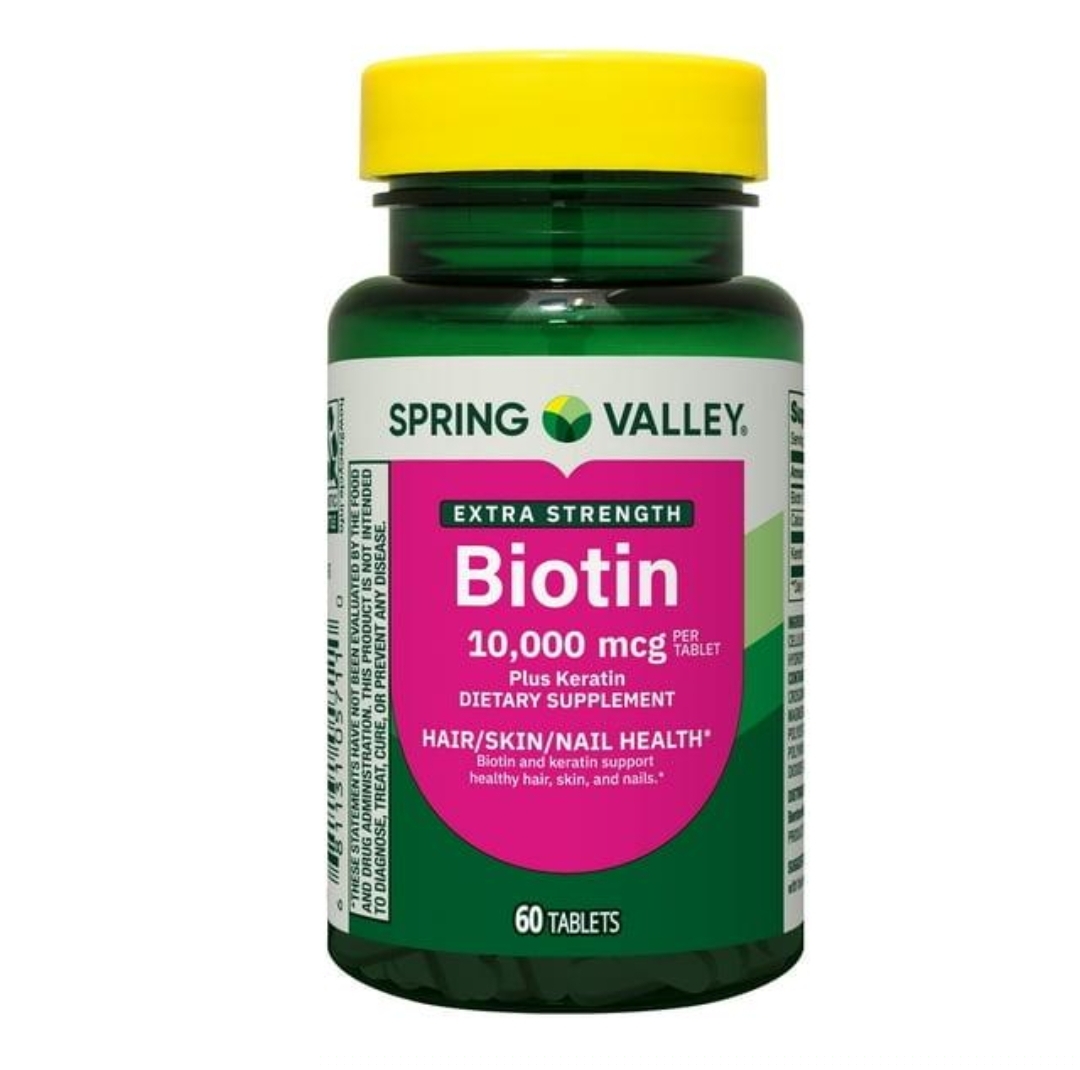 بیوتین Spring Valley – ۱۰٬۰۰۰ میکروگرم، ۶۰ عددیSpring Valley Extra Strength Biotin