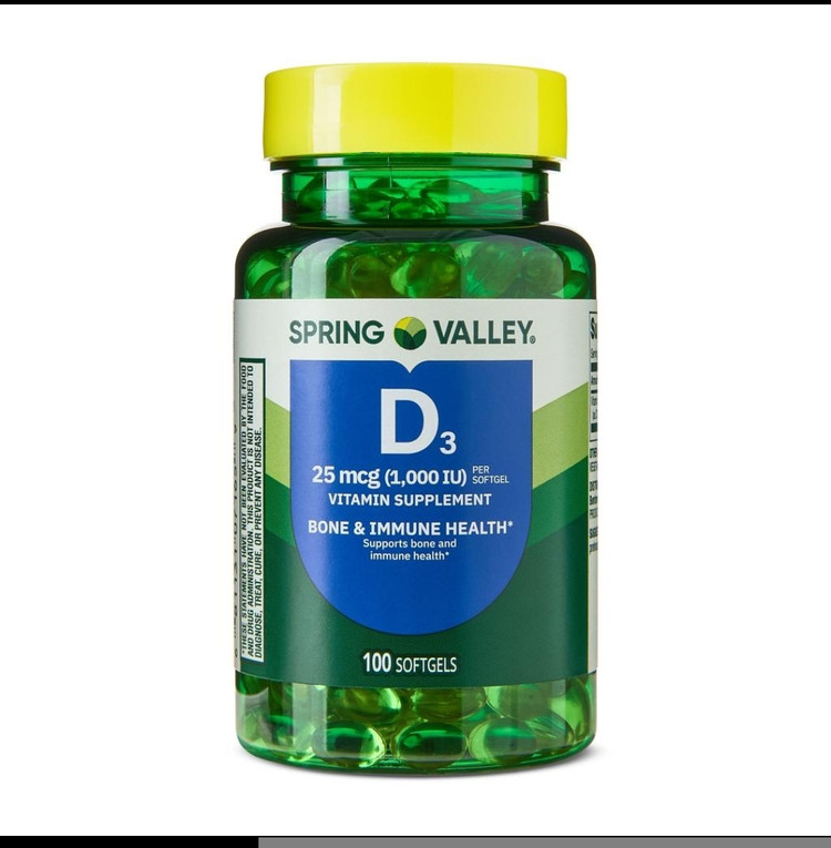 ویتامین D3 Spring Valley – ۲۵ میکروگرم، ۱۰۰ عددیSpring Valley Vitamin D3