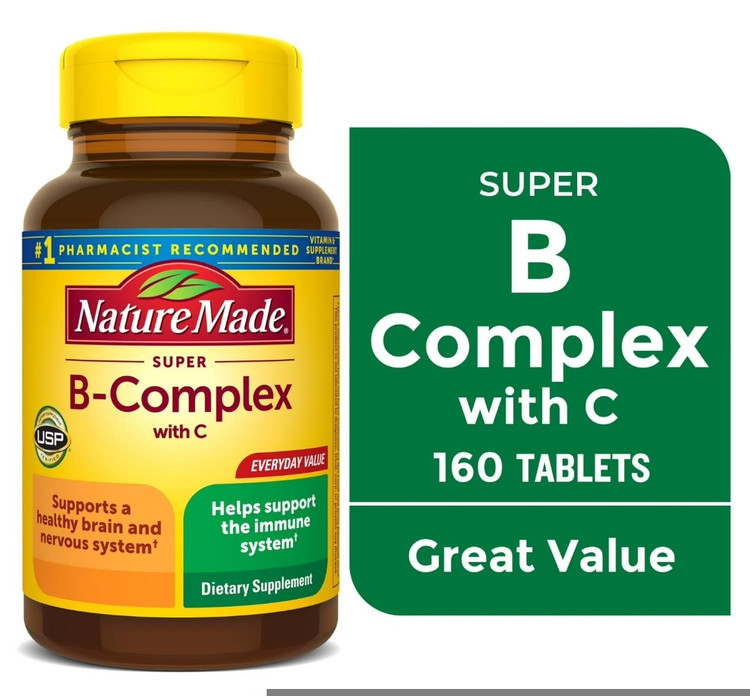 بکمپلکس با ویتامین C نیچر مید – ۱۶۰ عددیSuper B-Complex with Vitamin CNature Made