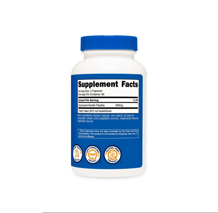 کپسول کراتین هیدرولیزشده نوتریکاست (۱۲۰تایی Nutricost Keratin – Hydrolyzed Keratin Peptide