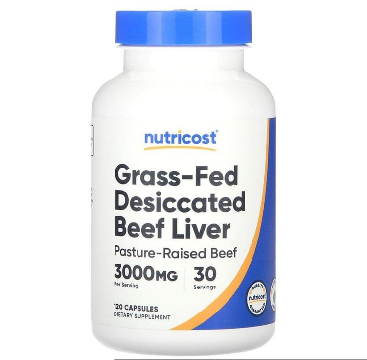 کپسول جگر گاو خشکشده نوتریکاست(۱۲۰تایی)Nutricost Grass-Fed Desiccated Beef Liver