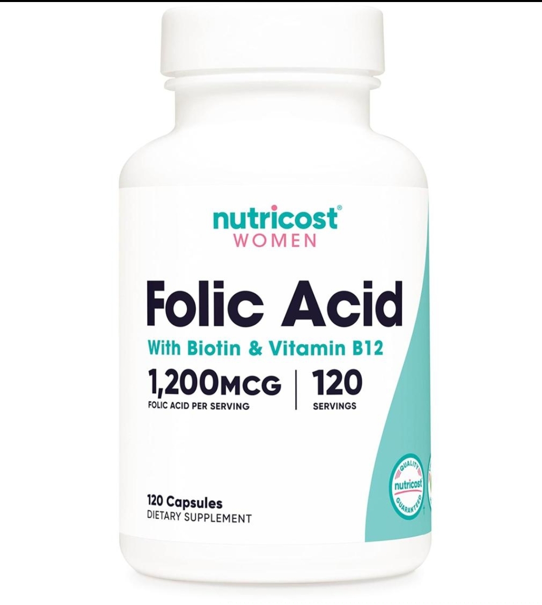 فولیک اسید ۱۲۰۰ میکروگرم نوتریکاست | Nutricost Folic Acid for Women
