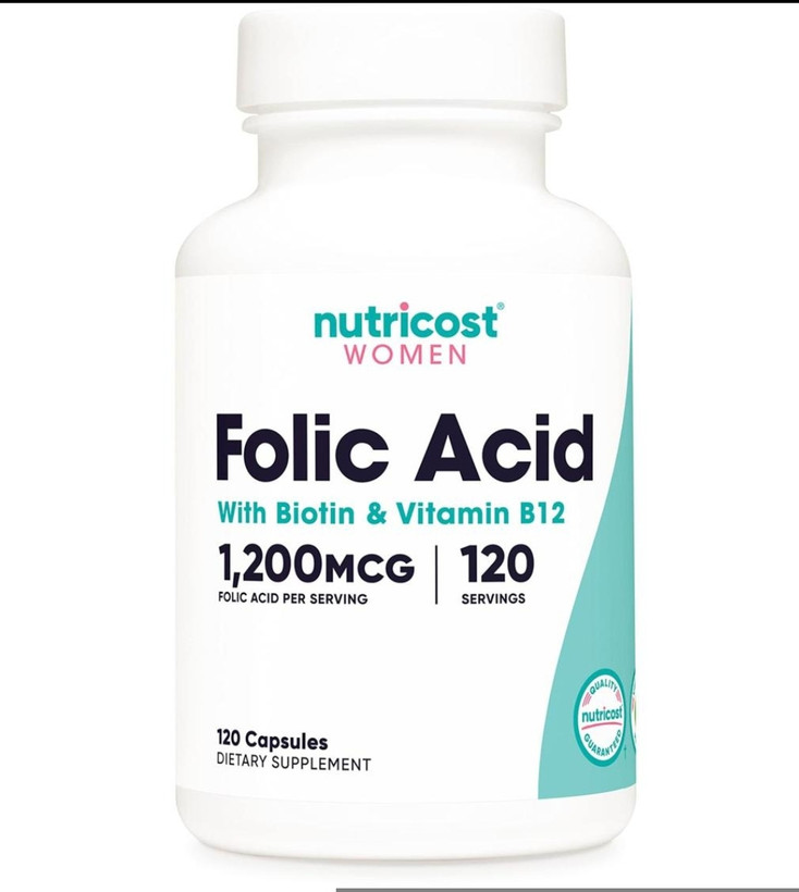 فولیک اسید ۱۲۰۰ میکروگرم نوتریکاست | Nutricost Folic Acid for Women