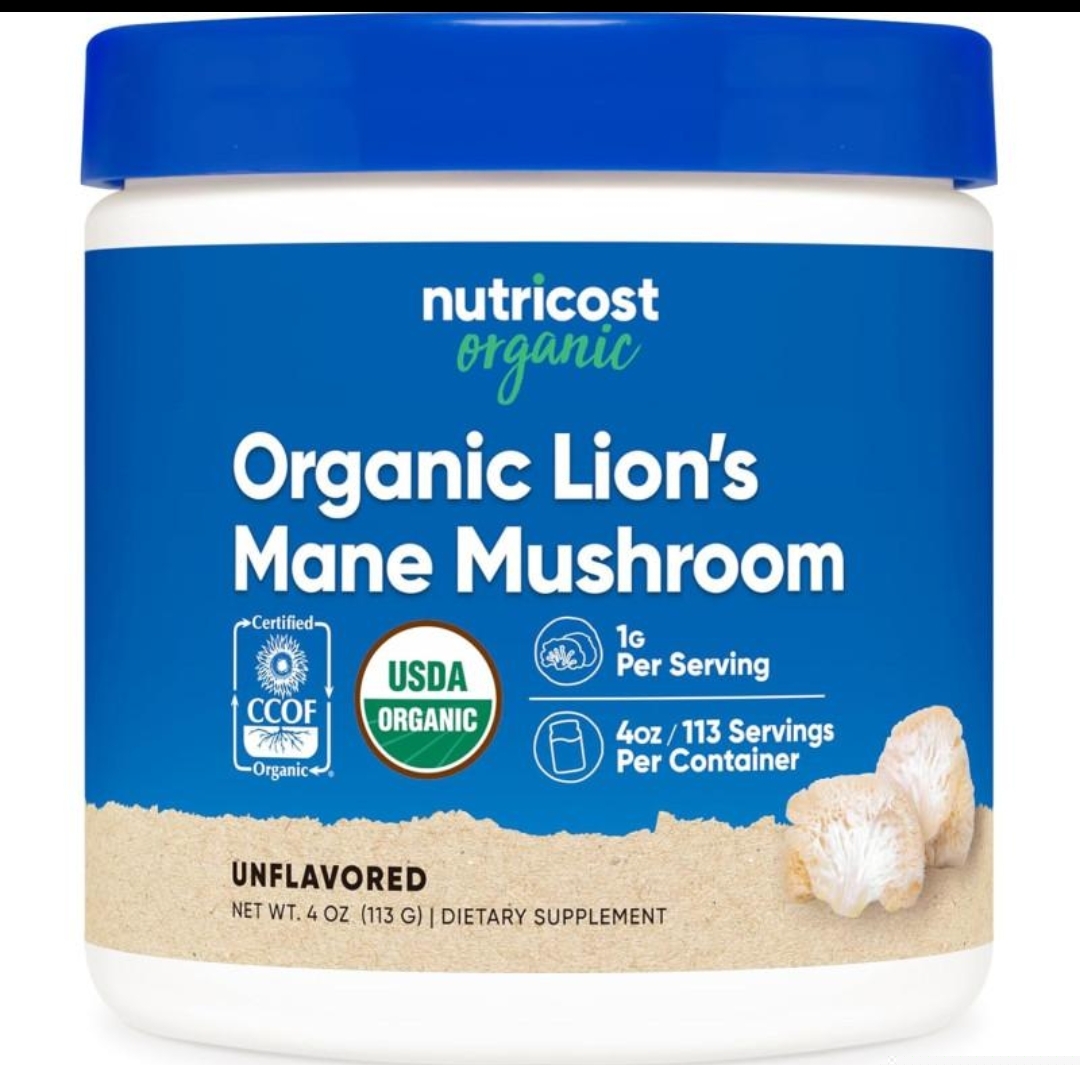 قارچ یال شیر ارگانیک ۱۱۳ گرم نوتریکاست | Nutricost Organic Lion’s Mane Mushroom