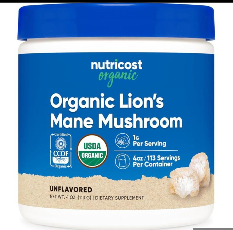 قارچ یال شیر ارگانیک ۱۱۳ گرم نوتریکاست | Nutricost Organic Lion’s Mane Mushroom